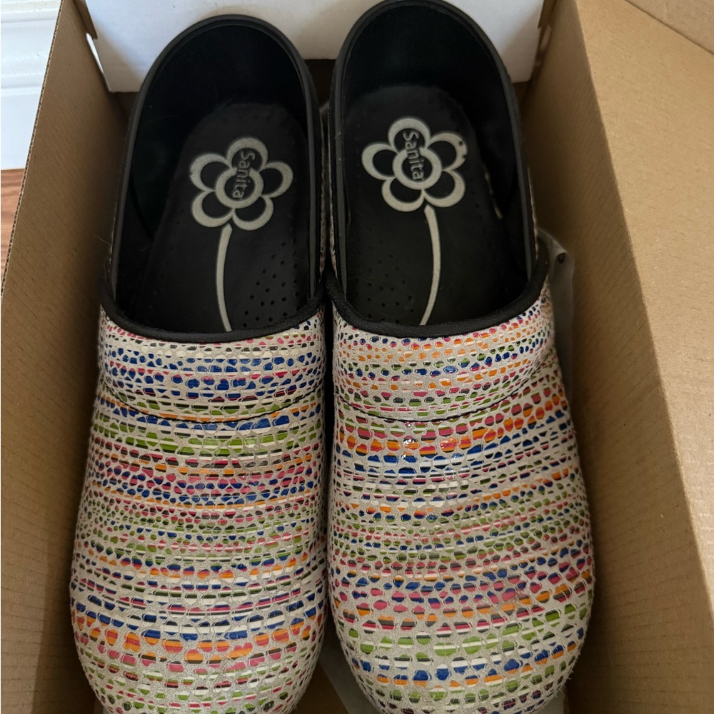 Sanita Multicolor Professional Teagan Printed Patent/Nubuck Clog